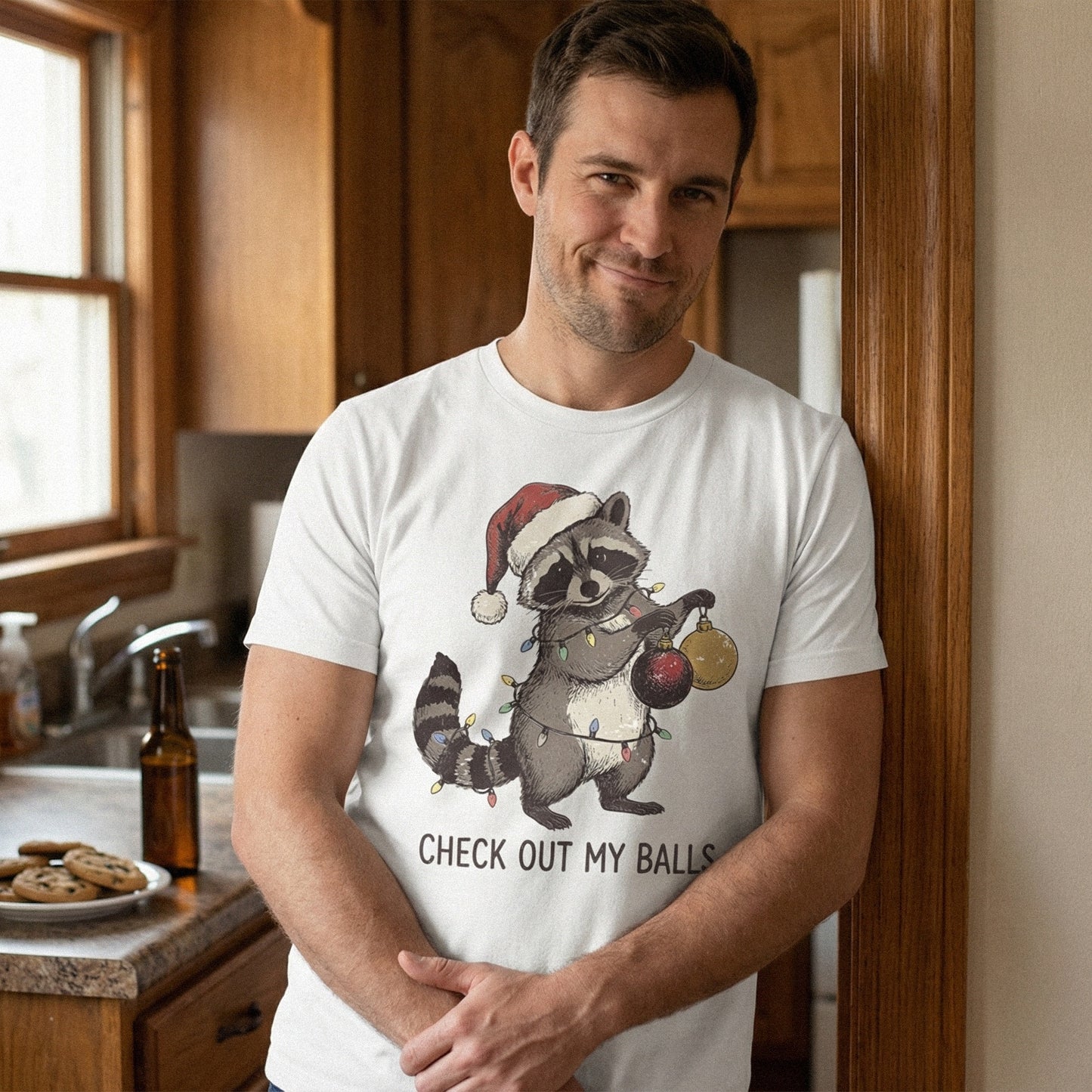 Check Out My Balls PNG, Funny Christmas Raccoon - 300 DPI Design for