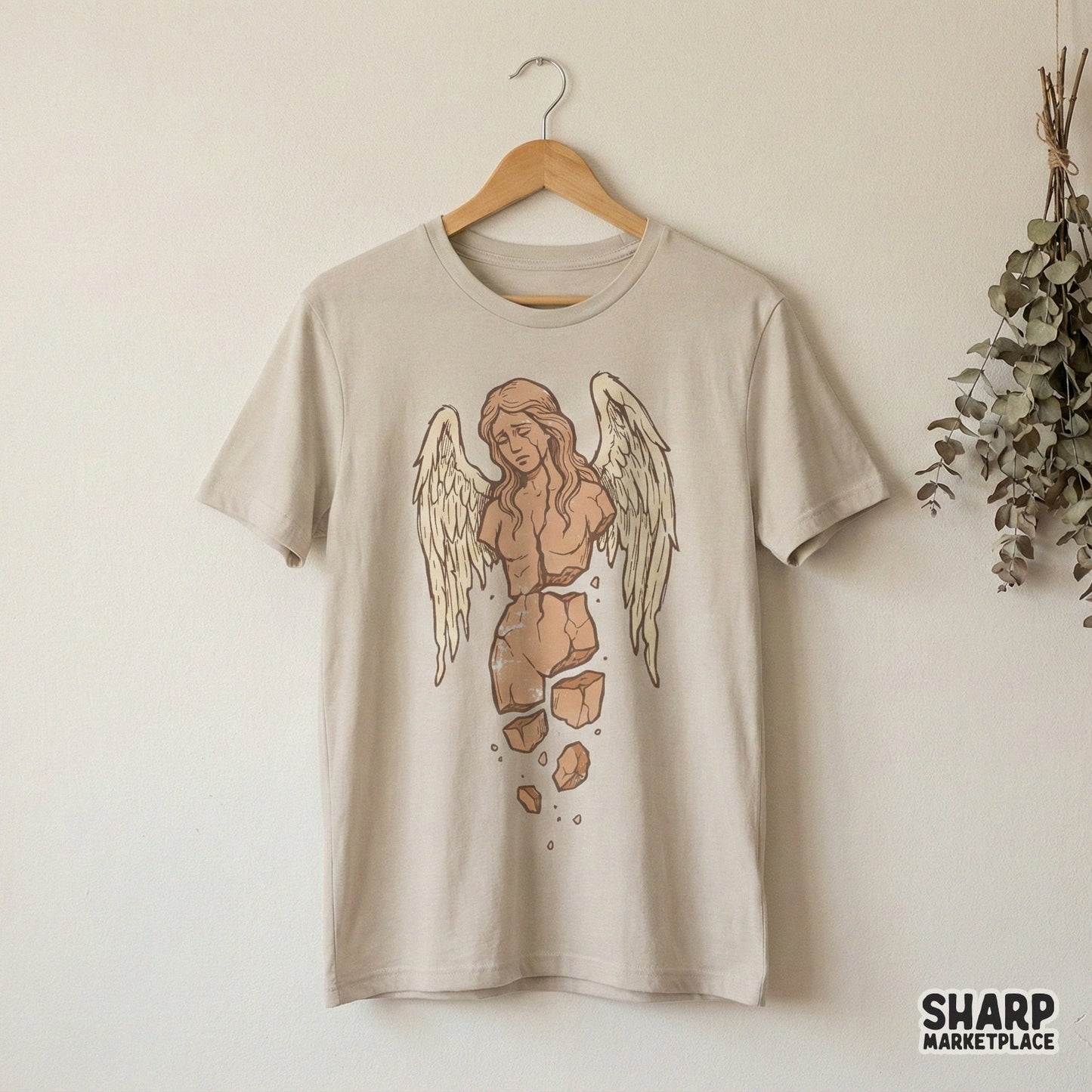Broken Angel PNG, Fallen Angel Digital Art - 300 DPI Design for T-Shirt