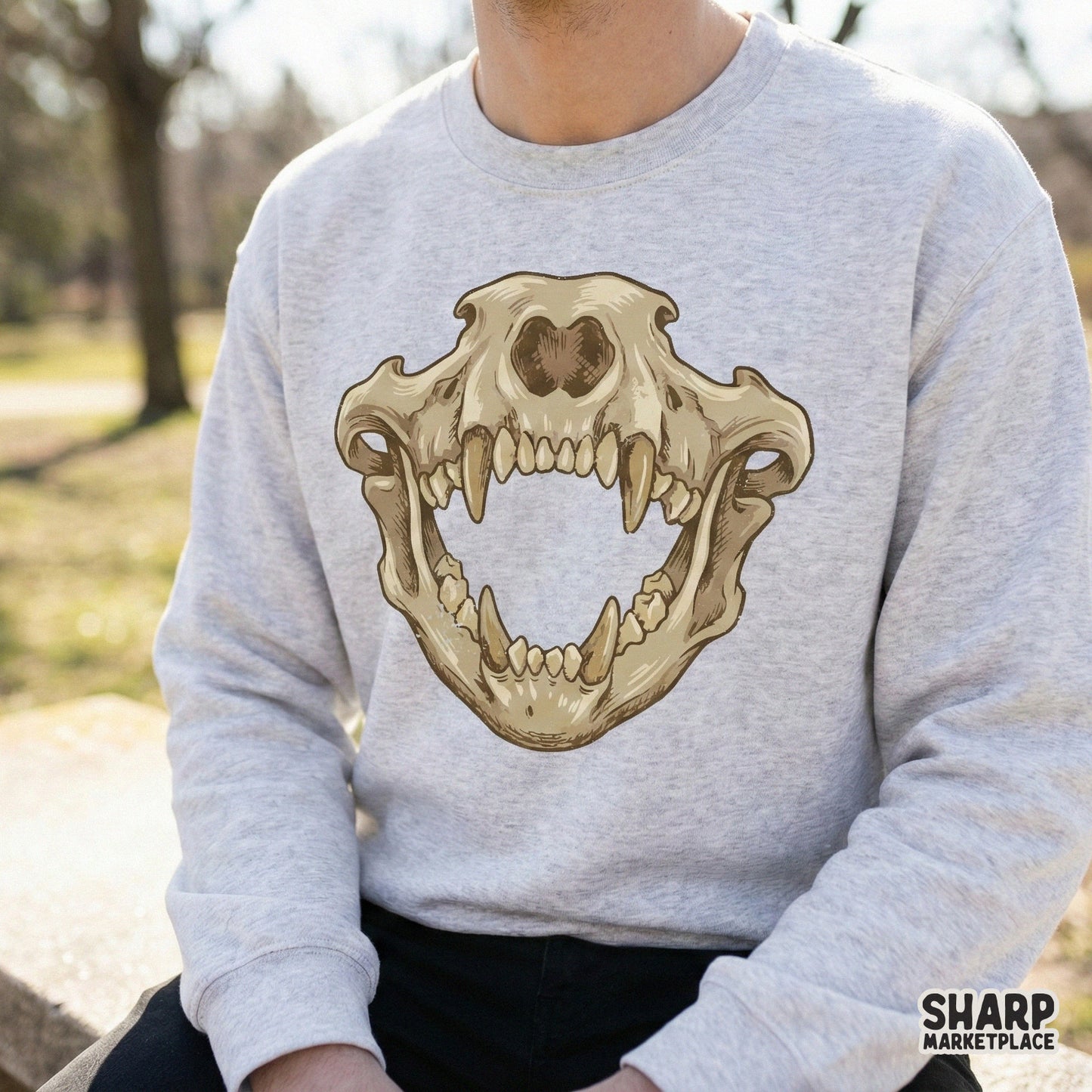 Saber Tooth Skull PNG, Animal Skeleton Art - 300 DPI Design for T-Shirt