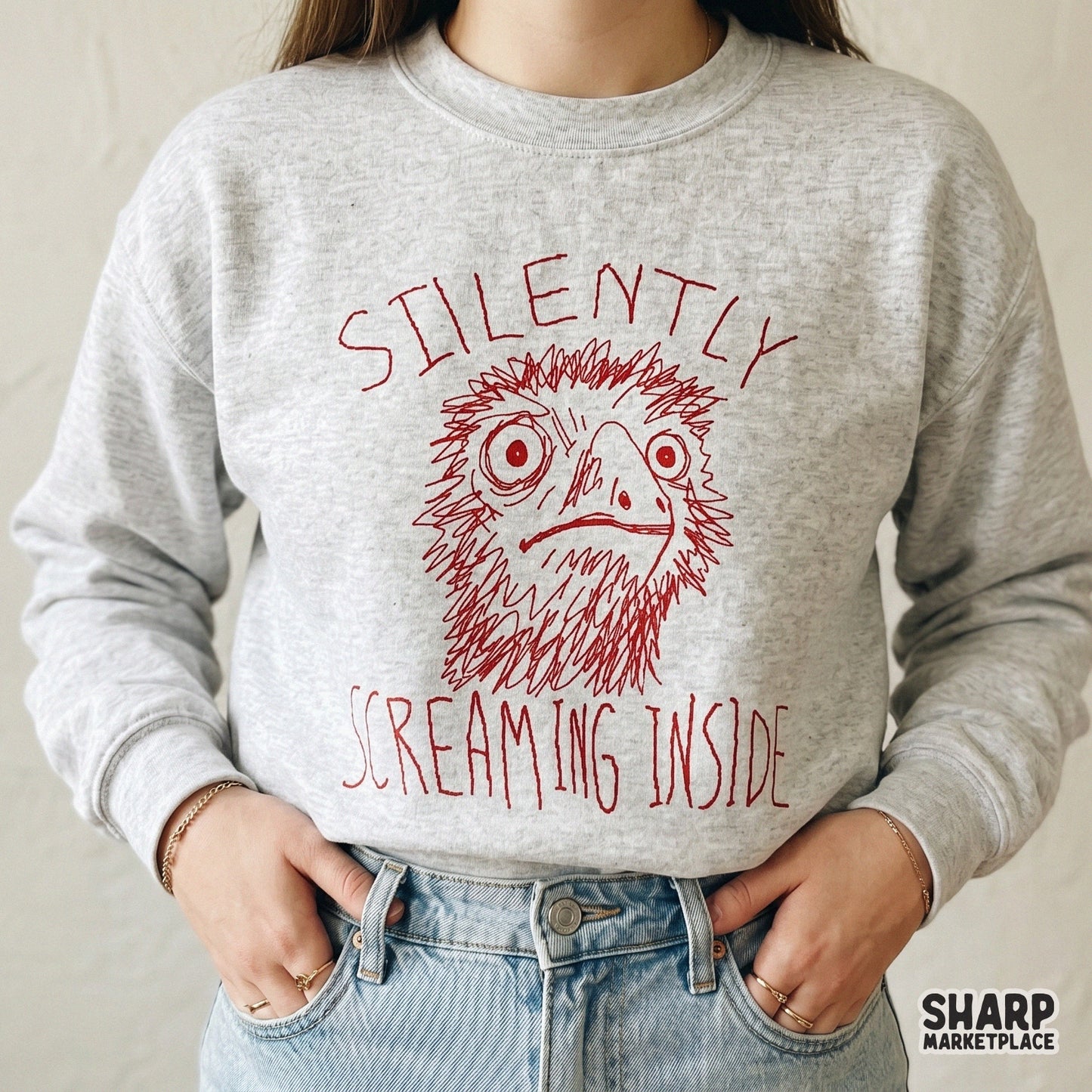 Sarcastic red bird meme illustration with a distressed, hand-drawn aesthetic and bold text, ideal for sublimation, DTF printing, and custom DIY gifts.