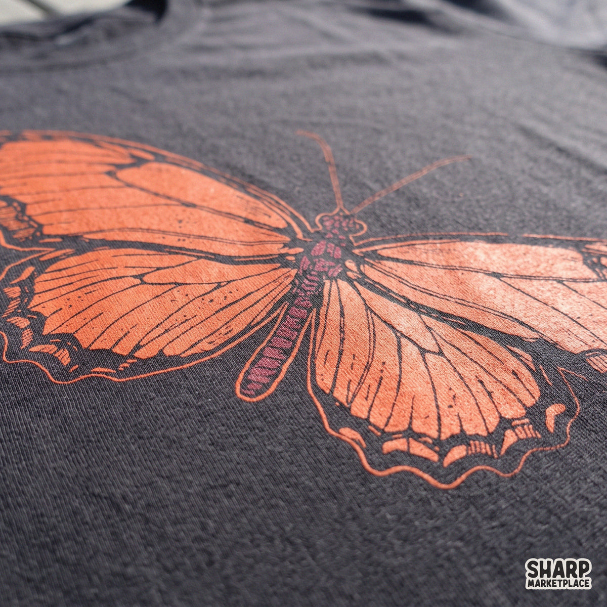Vintage Orange Monarch Wings Botanical Print, Summer