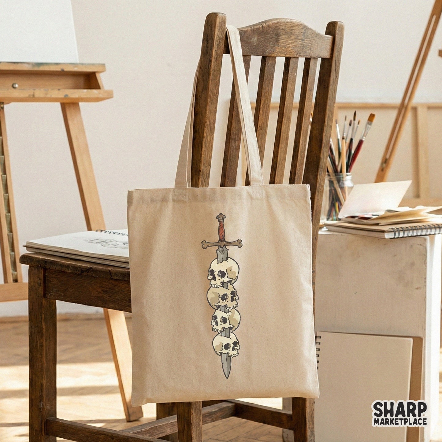 Skull Sword PNG, Gothic Skull Art PNG - 300 DPI Design for T-Shirt