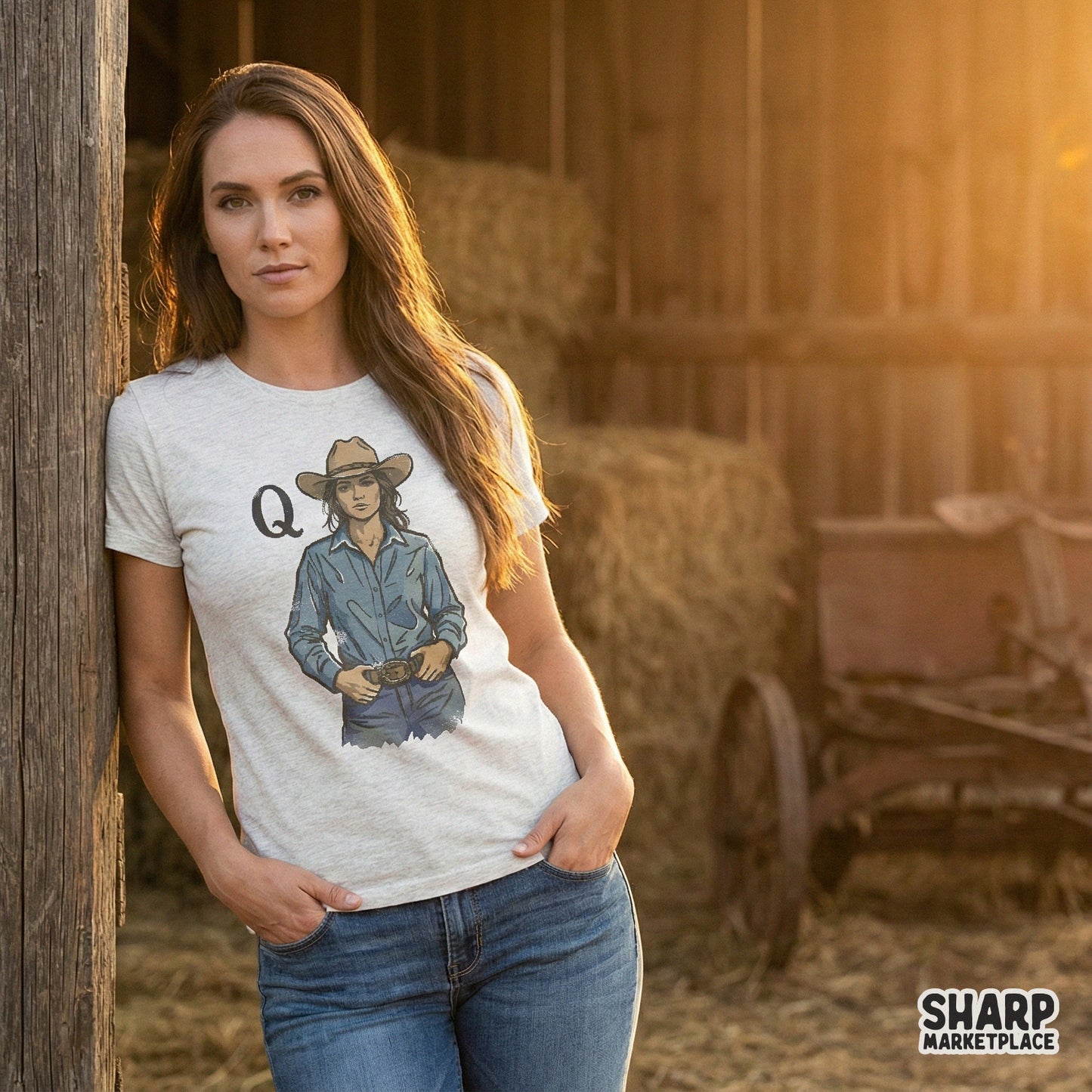 Q Cowgirl Western PNG, Vintage Cowgirl Shirt Print - 300 DPI Design for