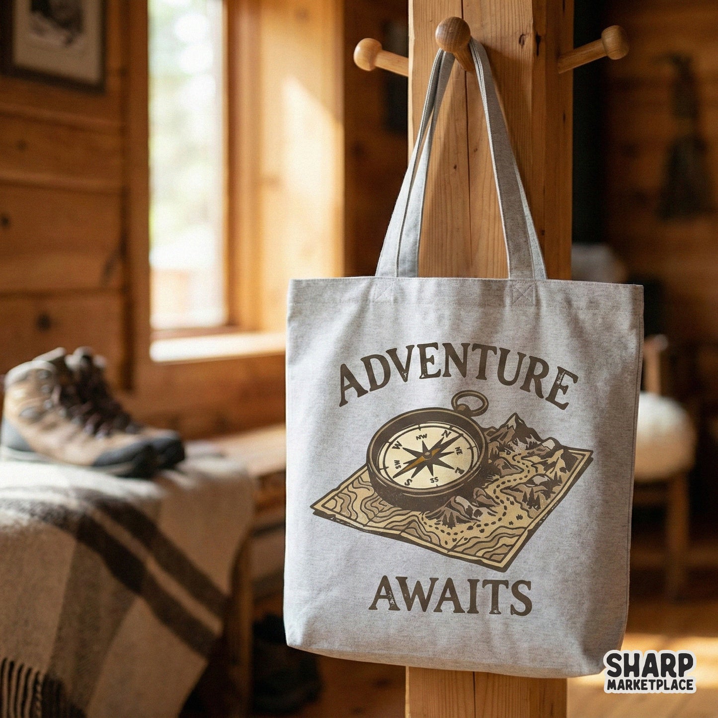 Adventure Awaits Compass Map Shirt, Retro Hiking T-Shirt - 300 DPI Design