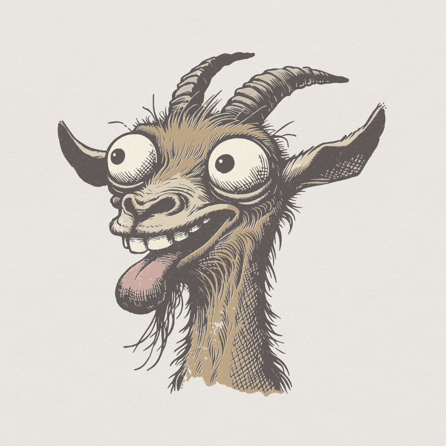 Funny Crazy Goat PNG, Whimsical Cartoon Animal Design - 300 DPI Design
