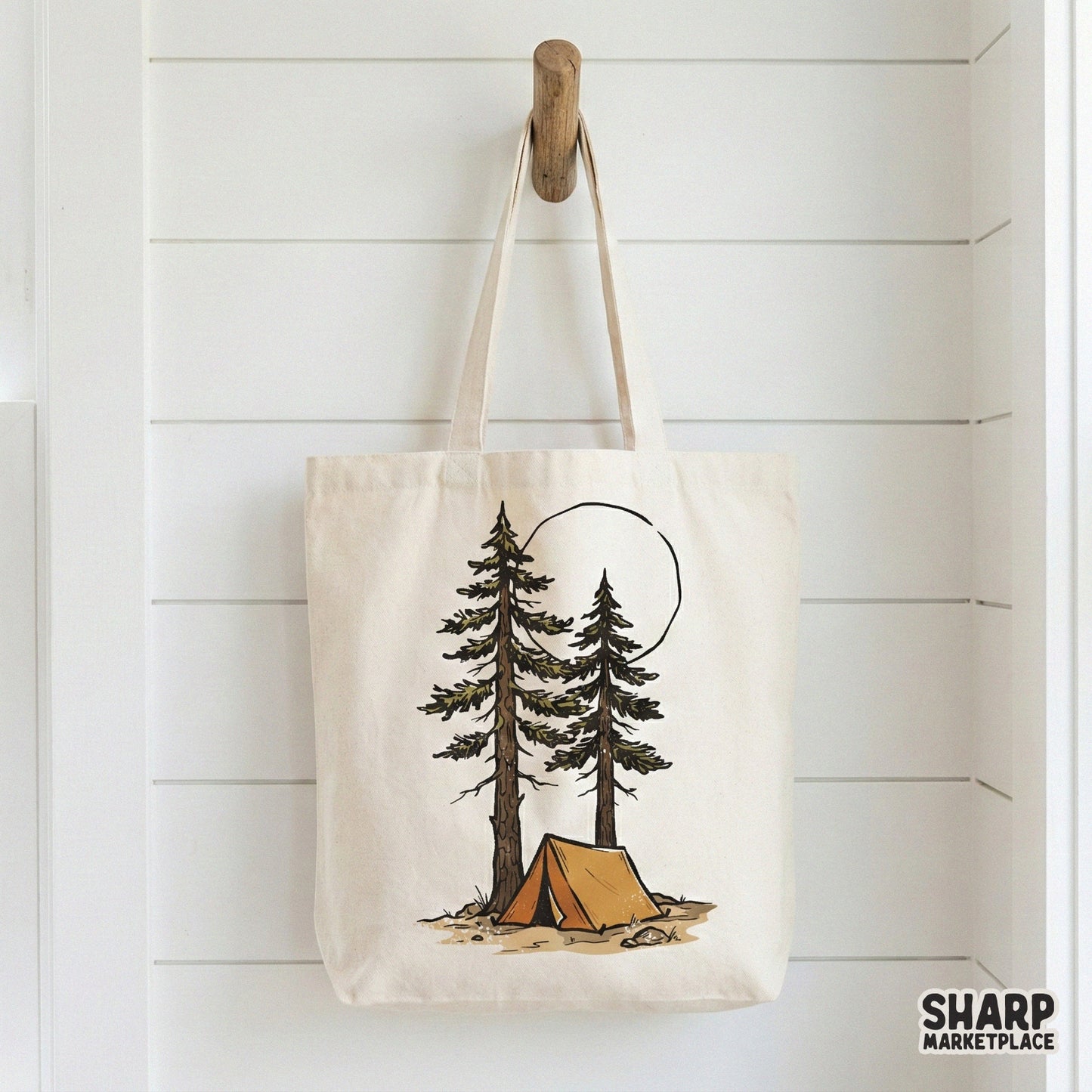 Camping Under Pines PNG, Nature Tent Clipart - 300 DPI Design for T-Shirt