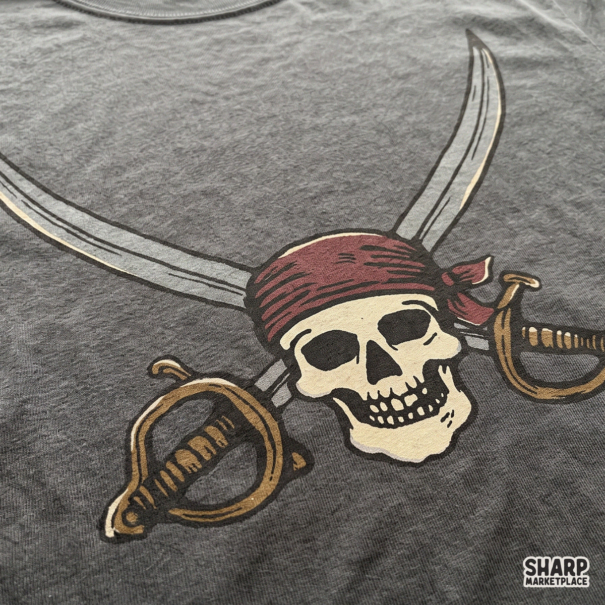 Retro pirate captain skull with crossed cutlass swords PNG sublimation design for Halloween t-shirts and apparel