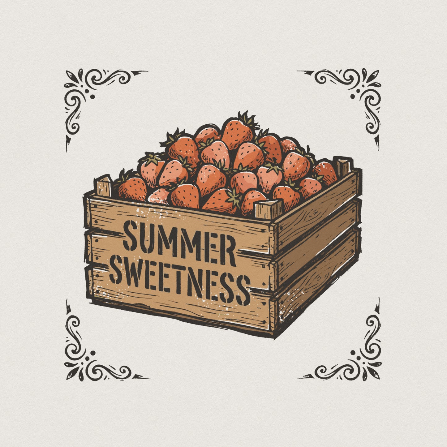Summer Sweetness PNG, Strawberry Digital Download - 300 DPI Design for