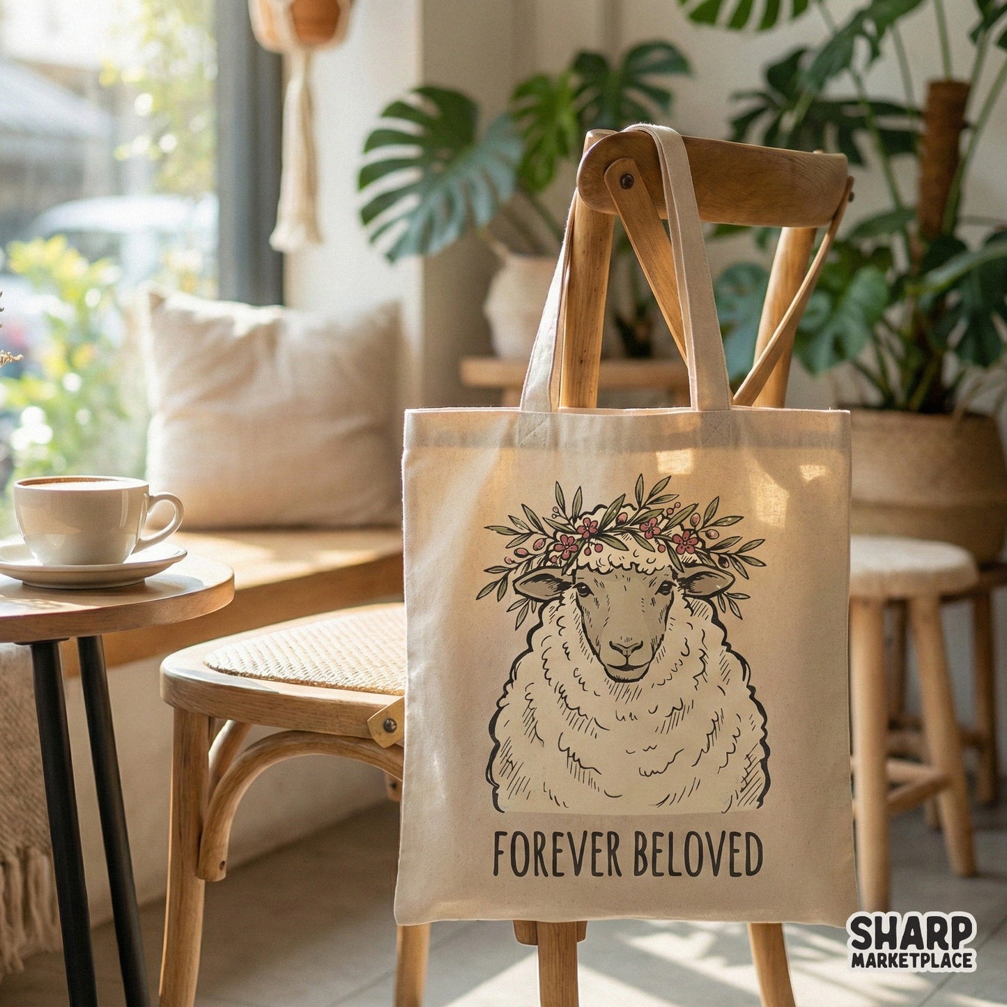 Forever Beloved Sheep PNG, Floral Crown Printable Shirt - 300 DPI Design