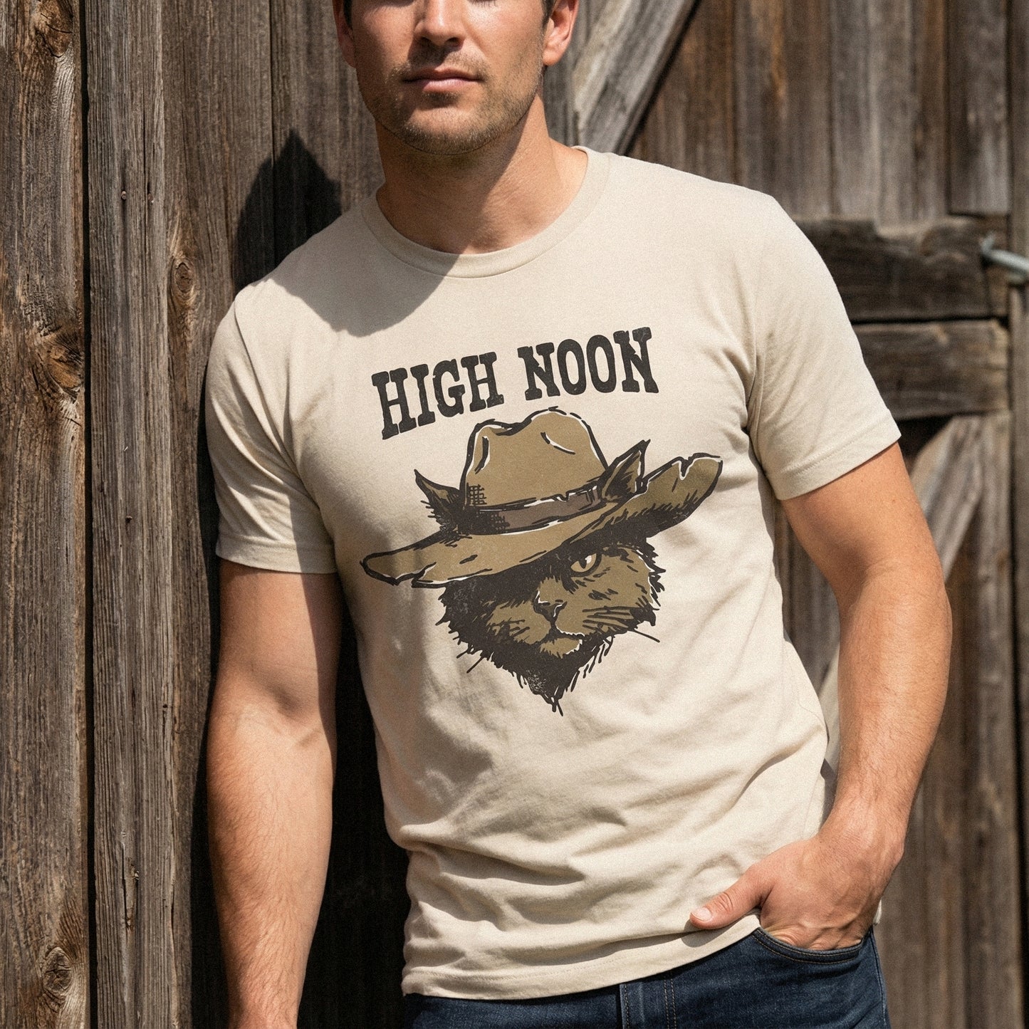 High Noon PNG, Western Cat Shirt - 300 DPI Design for T-Shirt