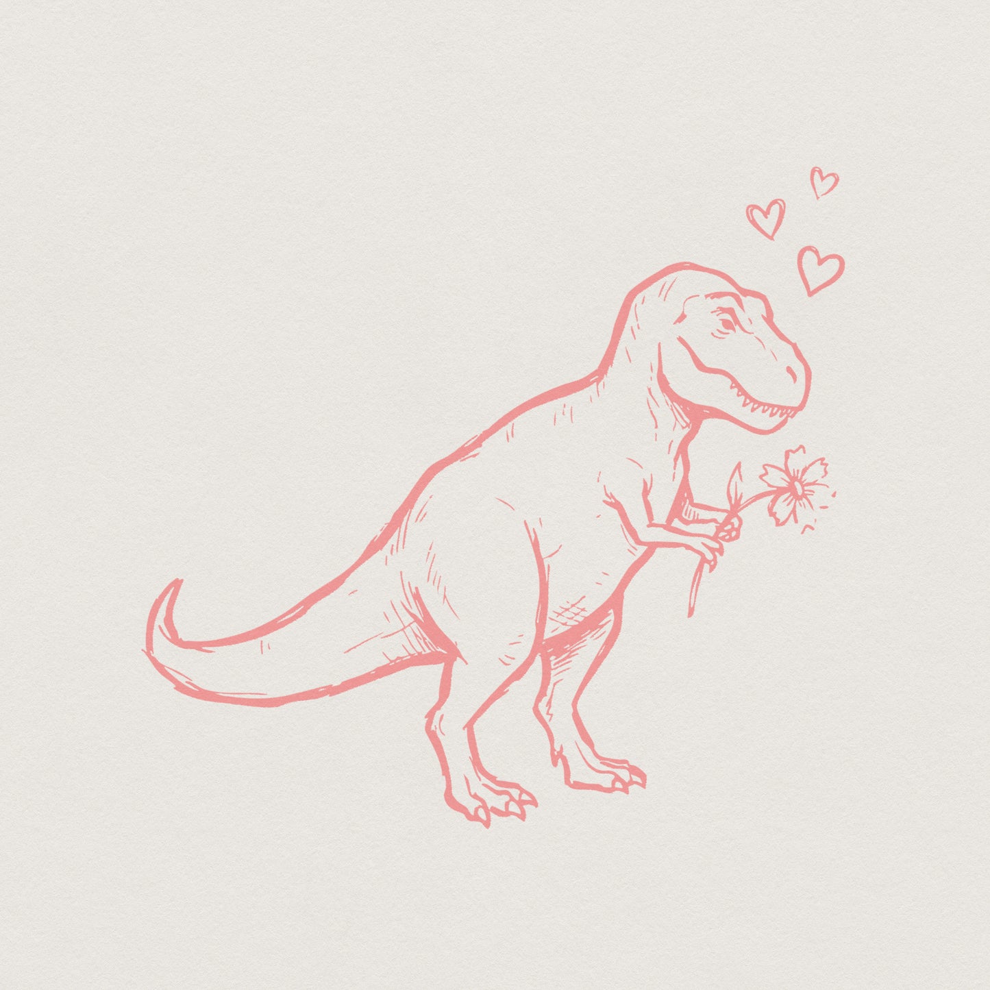 Dinosaur With Flower PNG, Cute T-Rex Clipart - 300 DPI Design for T-Shirt