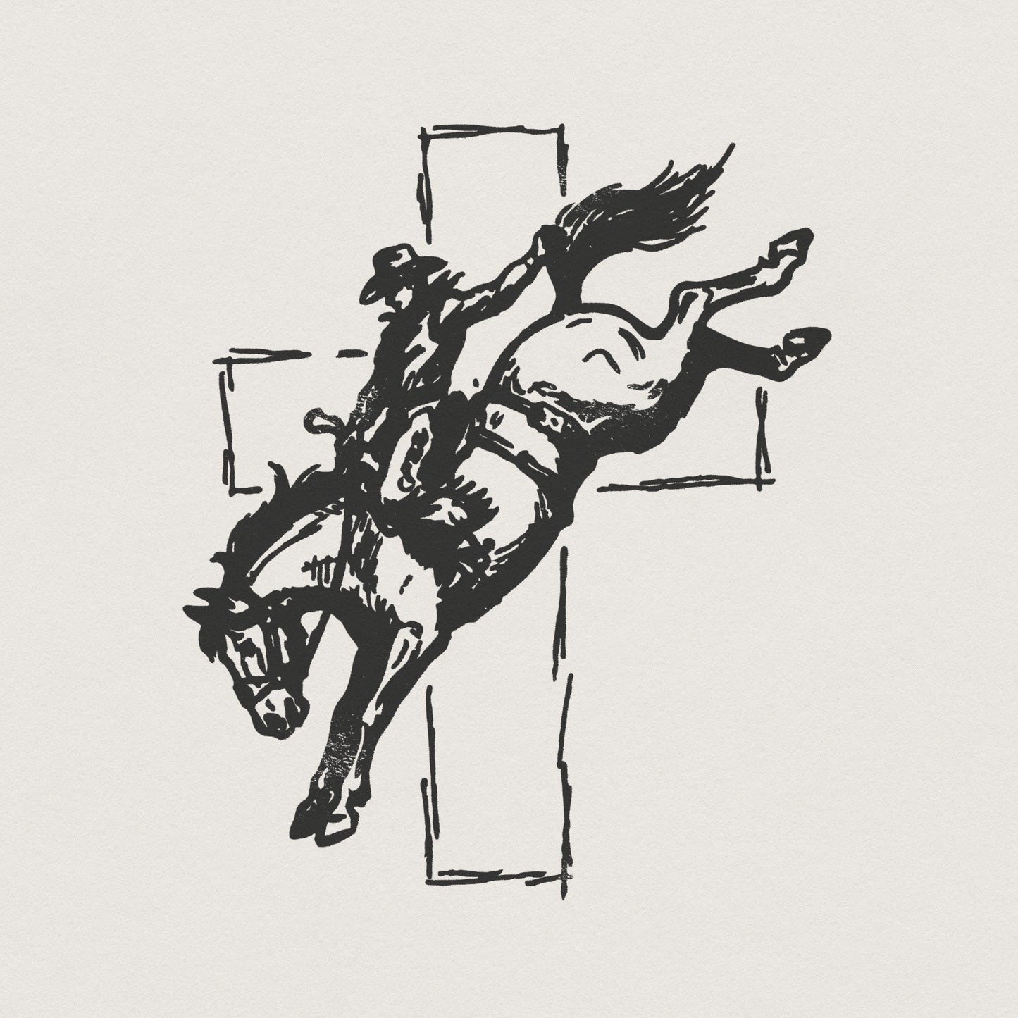 Western Cowboy Rodeo Cross PNG, Vintage Cowboy Faith Shirt Design - 300