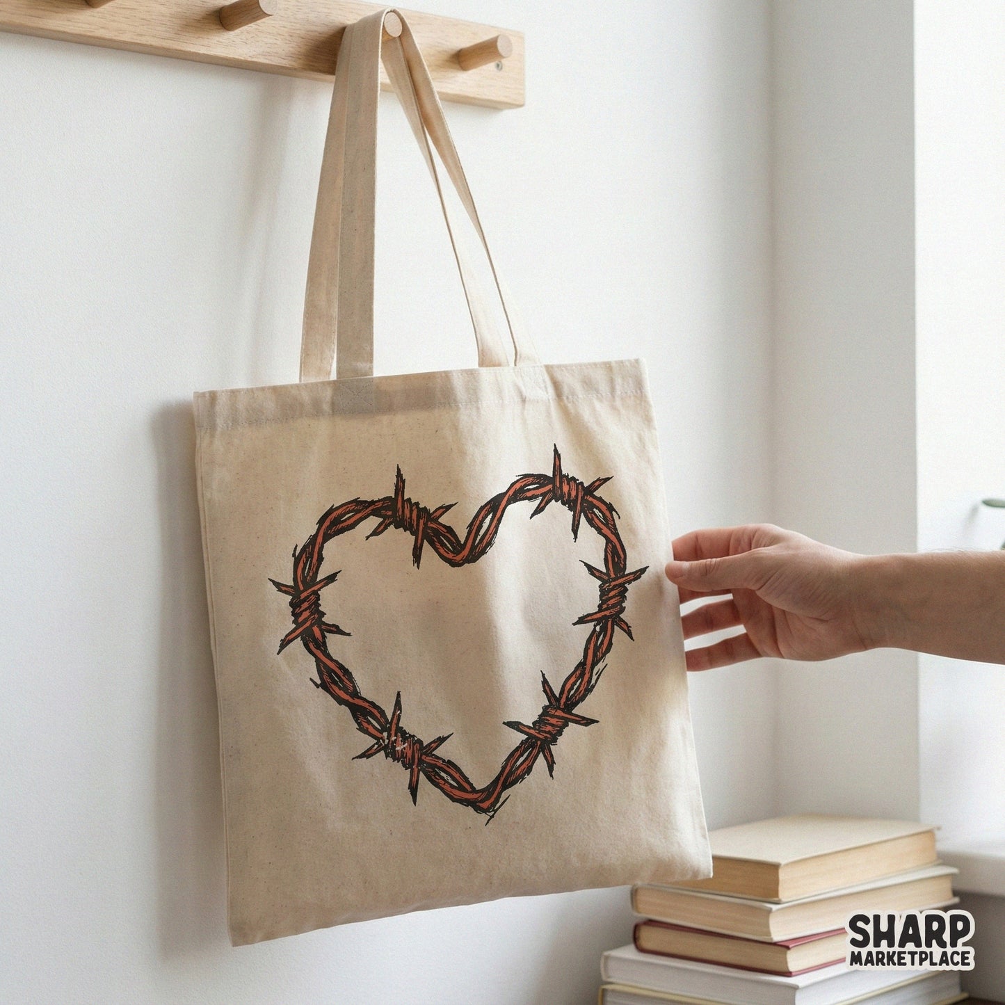 Barbed Wire Heart PNG Graphic, Edgy Valentine Shirt Design - 300 DPI