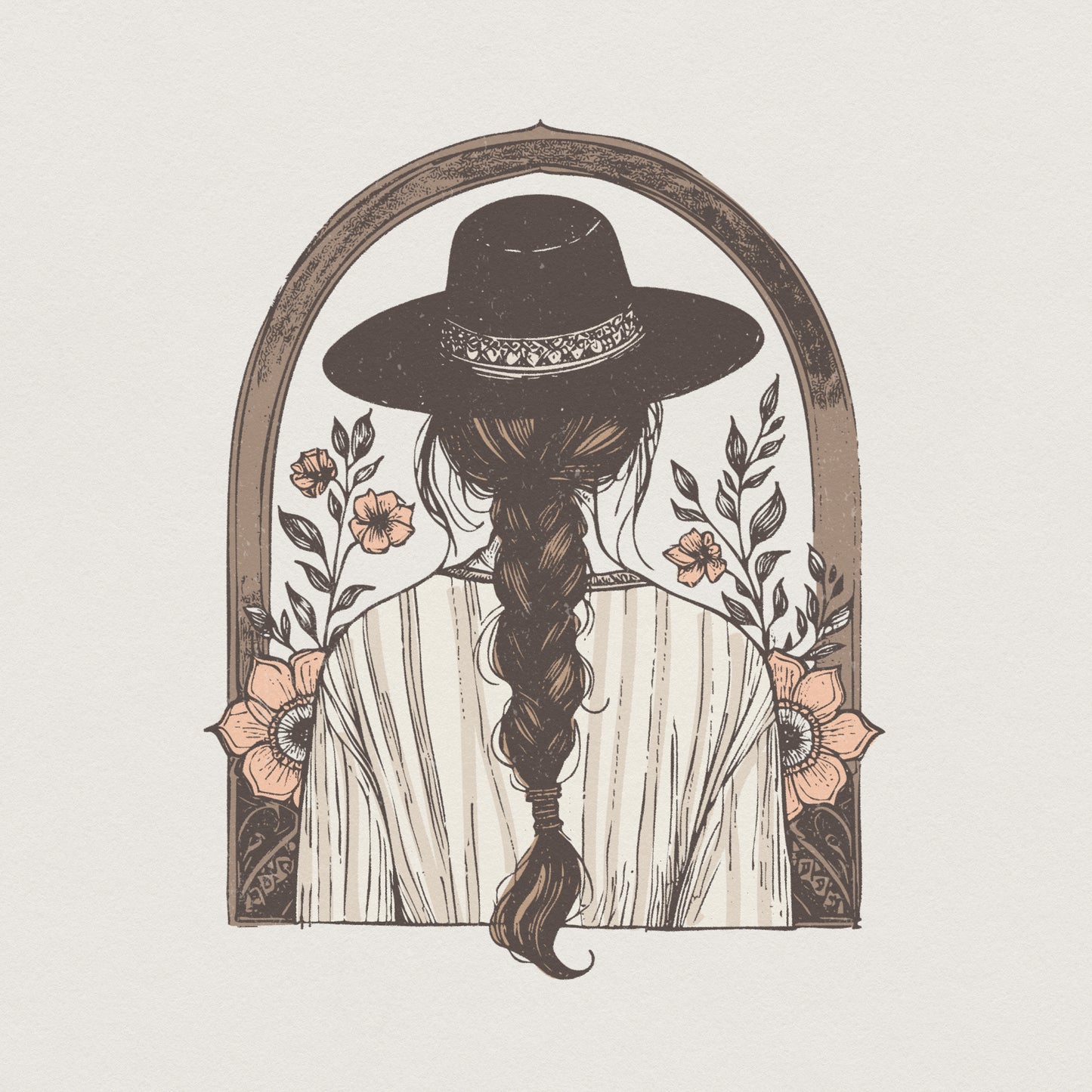 Cowgirl PNG, Western Boho Art - 300 DPI Design for T-Shirt