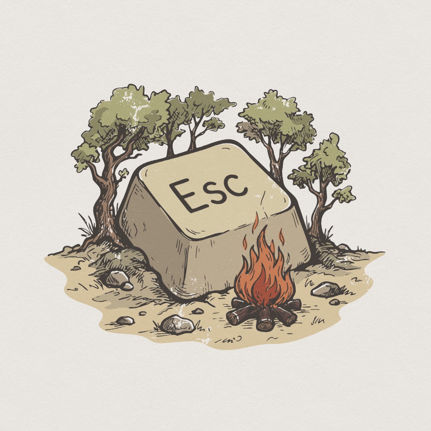 Esc Key PNG, Camping Art - 300 DPI Design for T-Shirt
