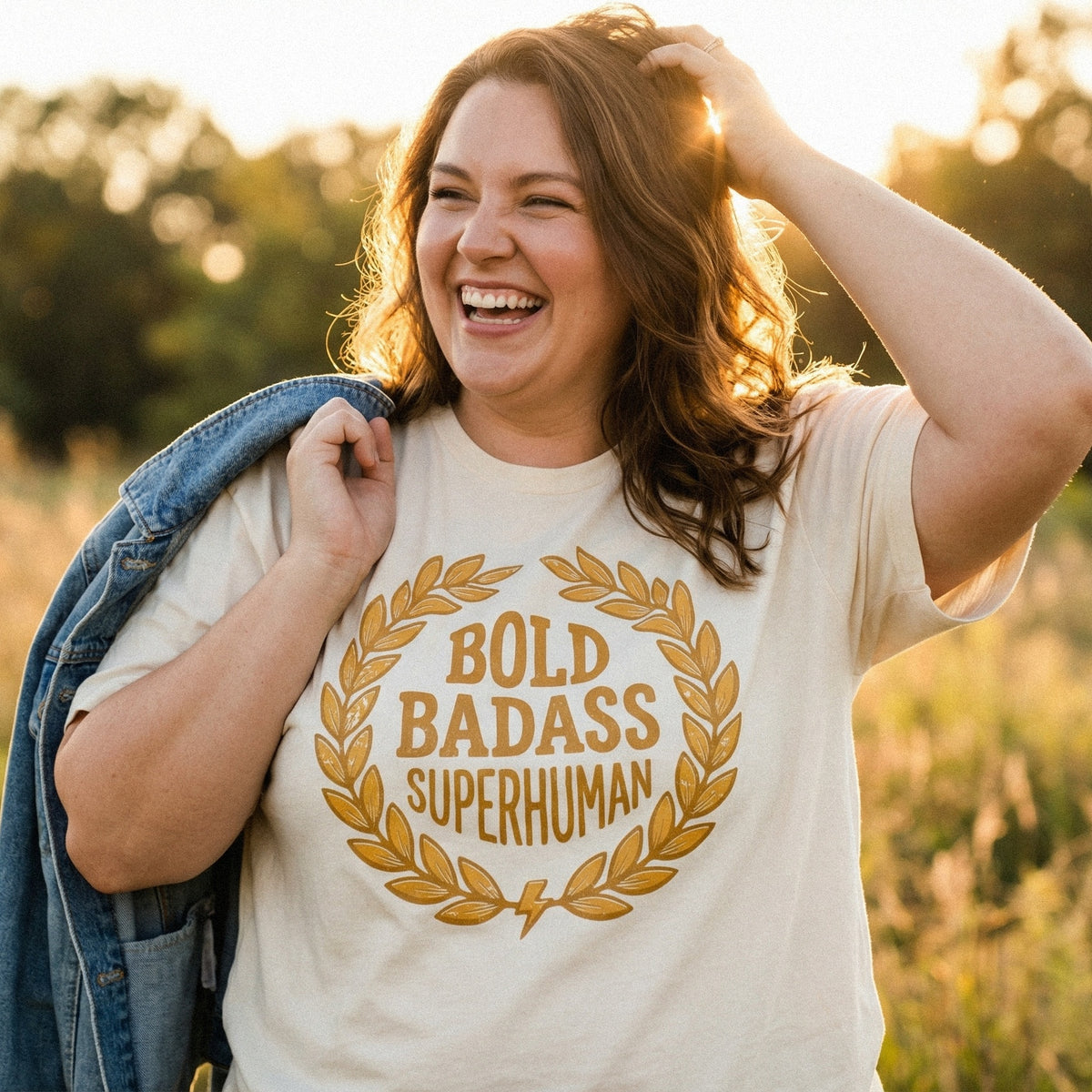Inspirational typography art with a golden laurel wreath and lightning bolt icon, ideal for creating custom motivational shirts and wall decor.