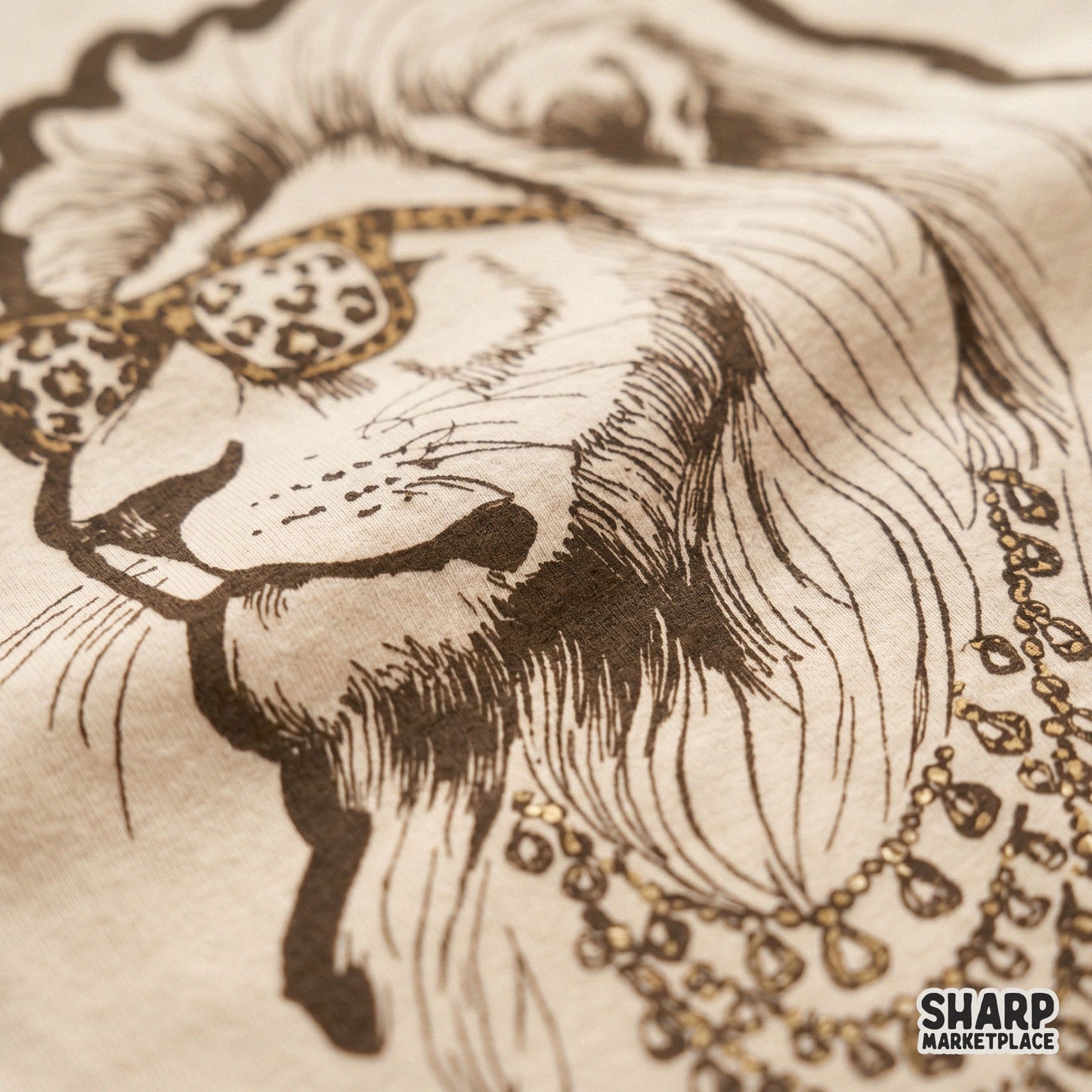 Stylish lion illustration wearing trendy sunglasses for a safari tee shirt sublimation design
