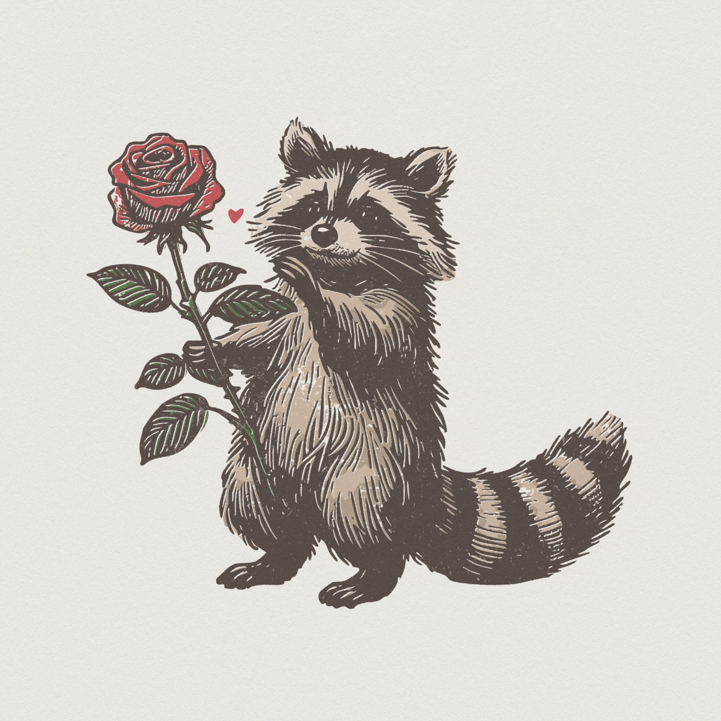 Raccoon With Rose PNG, Cute Animal Valentine Shirt - 300 DPI Design for