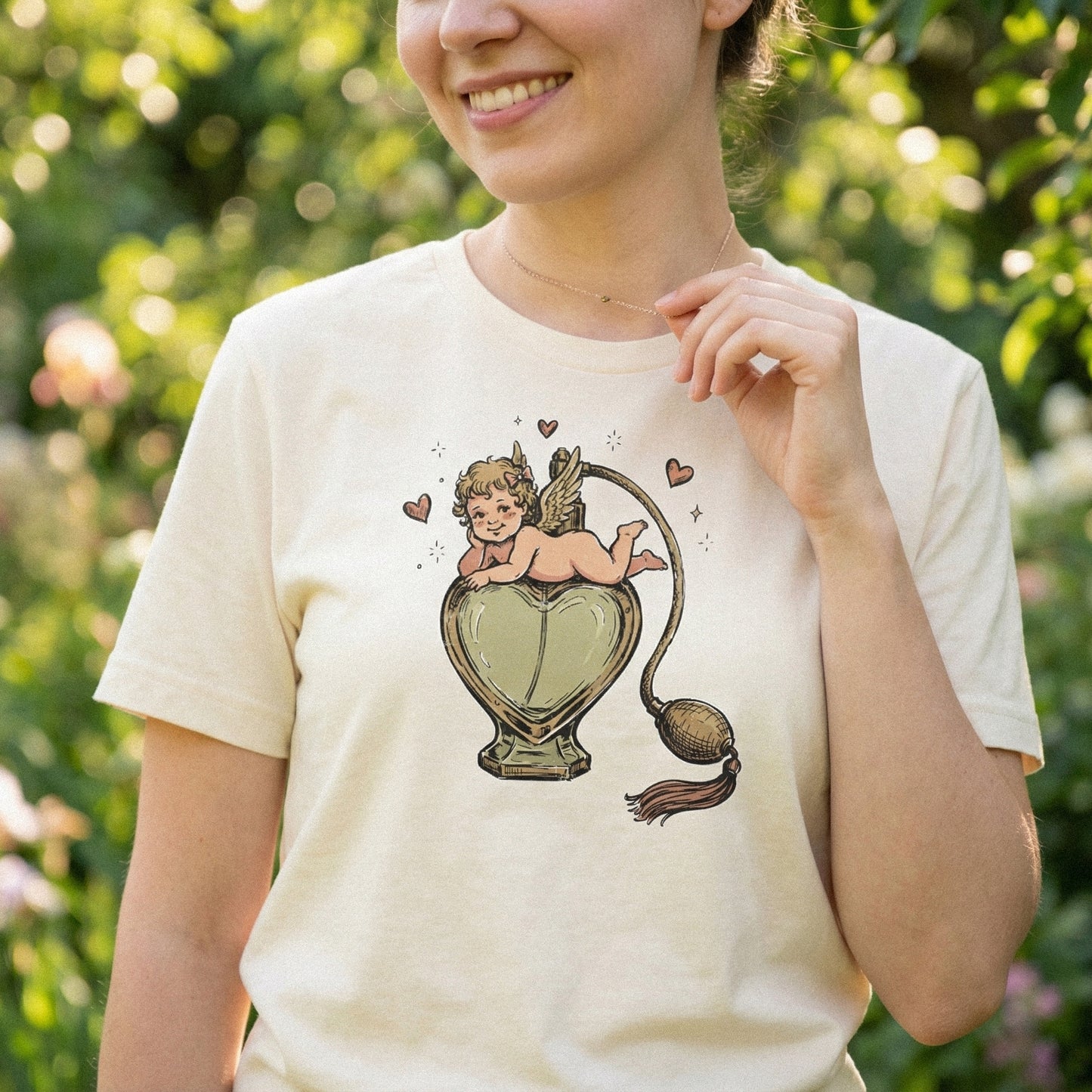 Cherub Heart Perfume PNG, Vintage Cupid Art - 300 DPI Design for T-Shirt