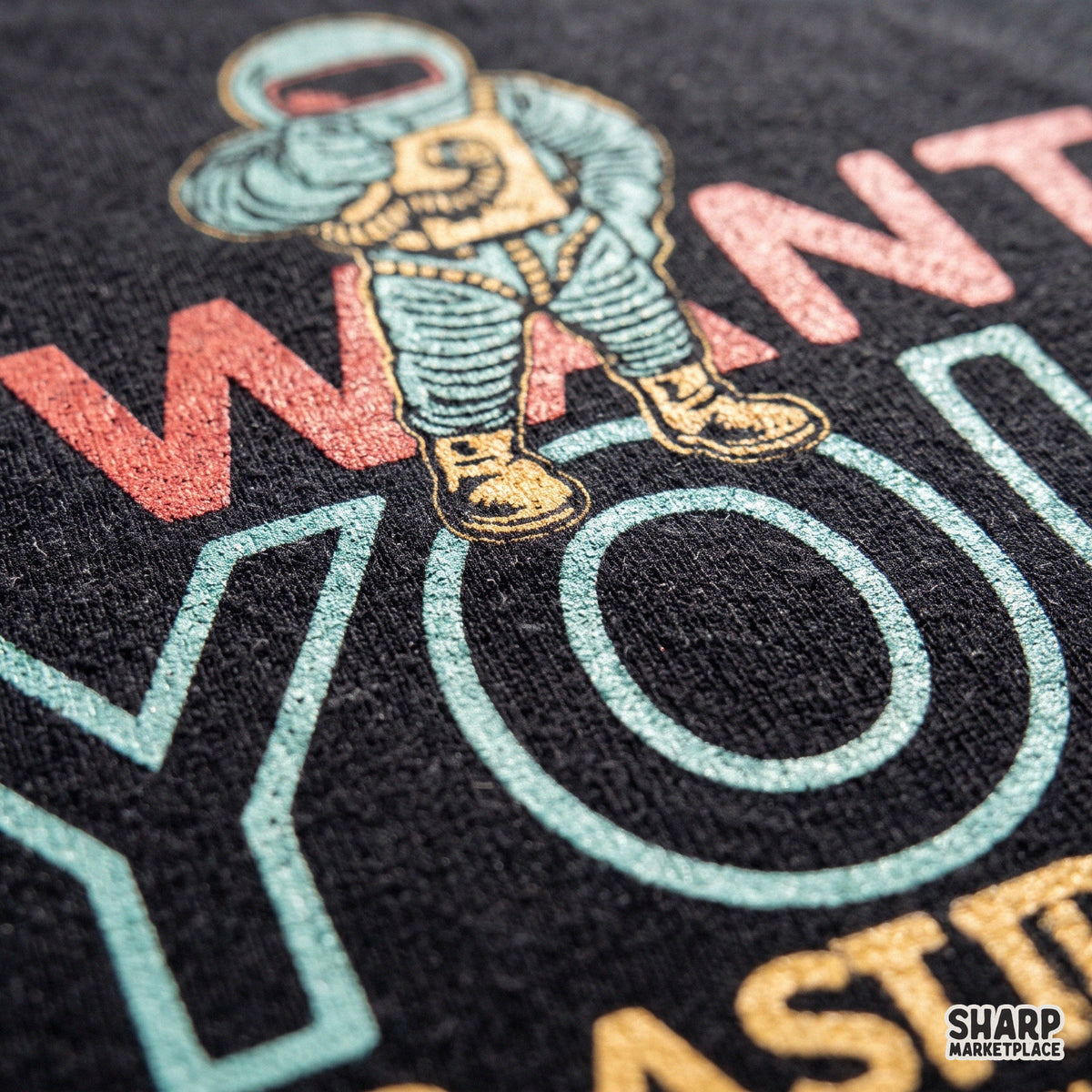 Retro cosmic propaganda astronaut recruiting design for sublimation PNG shirt downloads