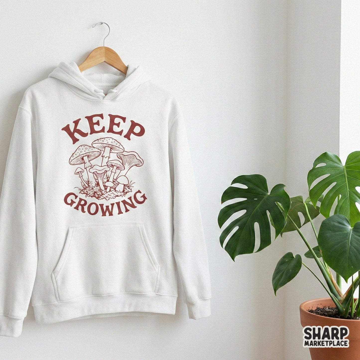 Keep Growing Mushroom Shirt, Retro Botanical Nature Tee - 300 DPI Design