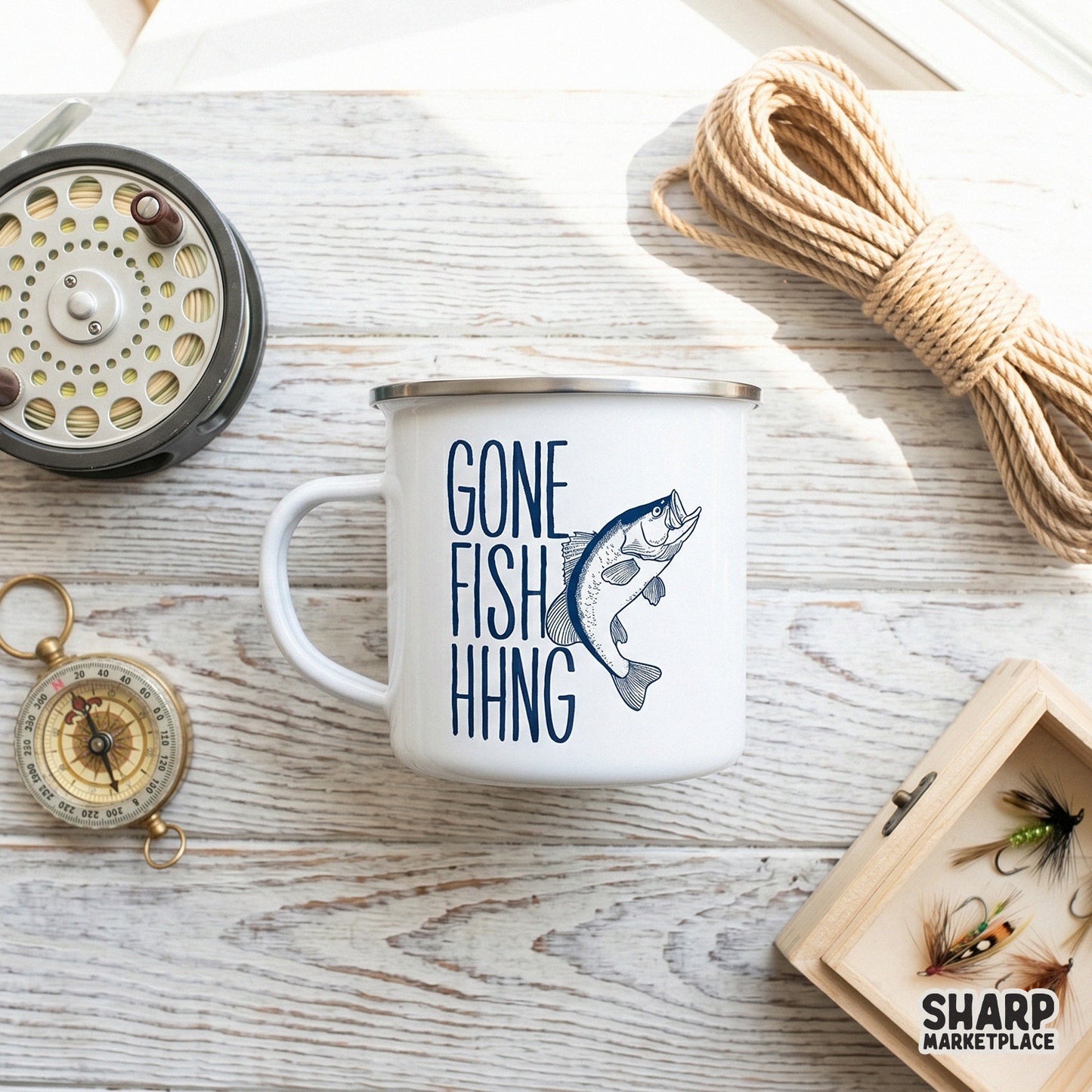 Gone Fishing retro bass fish PNG design for country music fan dad t-shirts and outdoor lifestyle apparel sublimation