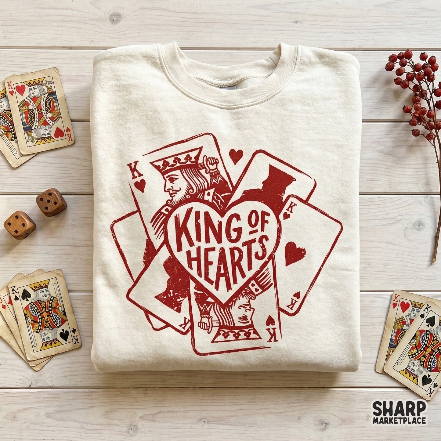Monochromatic red playing card artwork with a distressed texture, ideal for casino-themed DIY projects, tumblers, or custom apparel transfers.