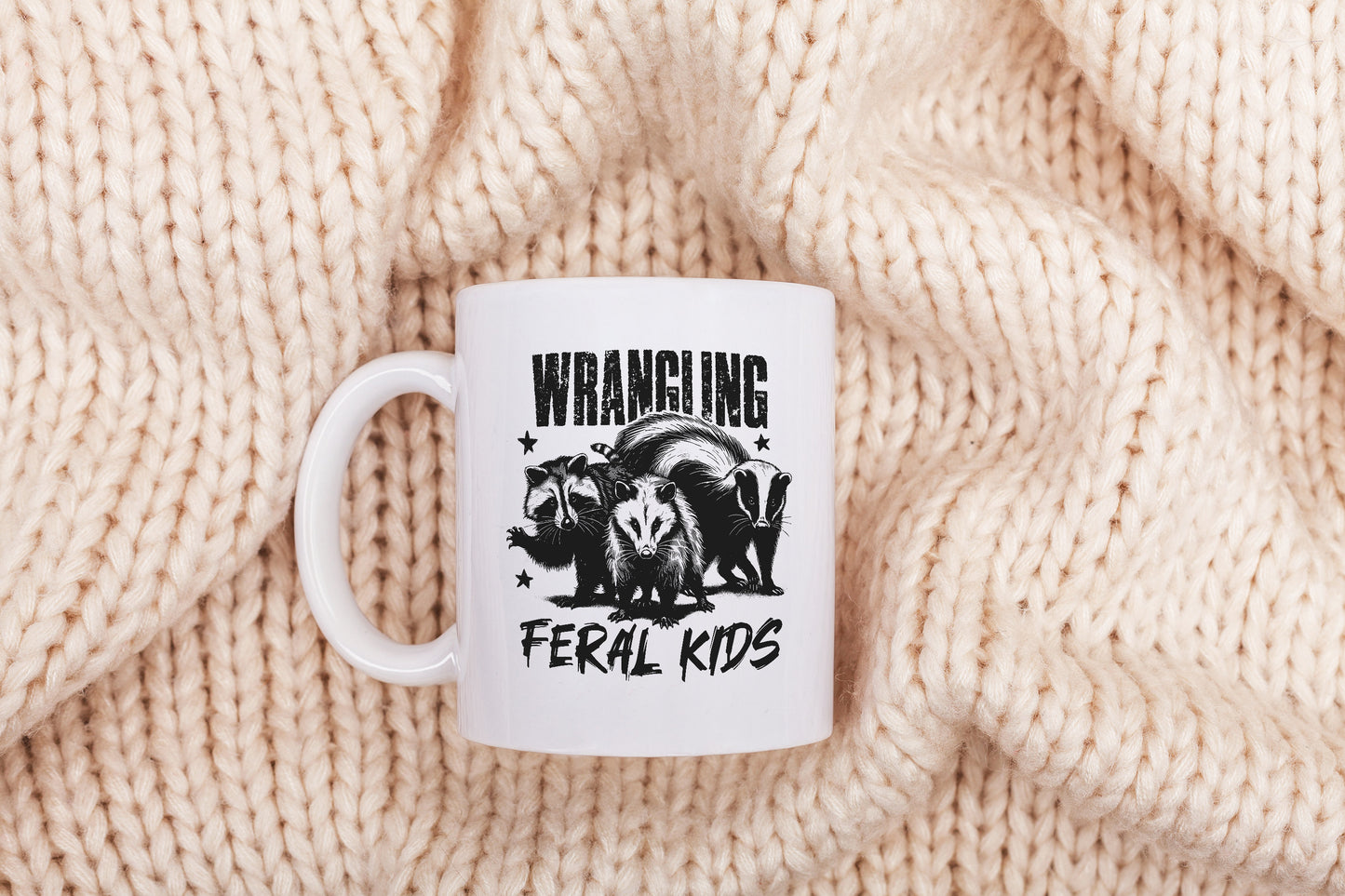 Wrangling Feral Kids PNG Alt 3, Funny Raccoon Kids PNG - 300 DPI Design