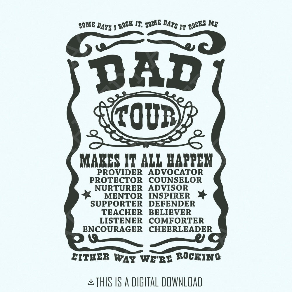Fatherhood Tour PNG, Whiskey Dad Shirt Design - 300 DPI Design for T-Shirt