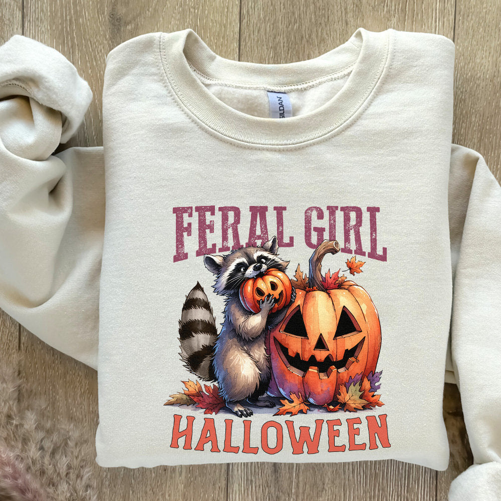 Feral Girl Halloween Png Alt 2, Halloween Raccoon Png - 300 DPI Design