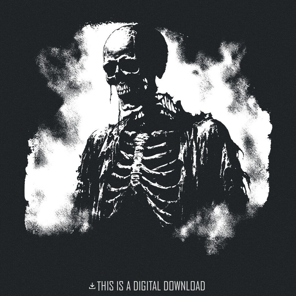 Emerging Skeleton PNG, Haunting Mist Art - 300 DPI Design for T-Shirt