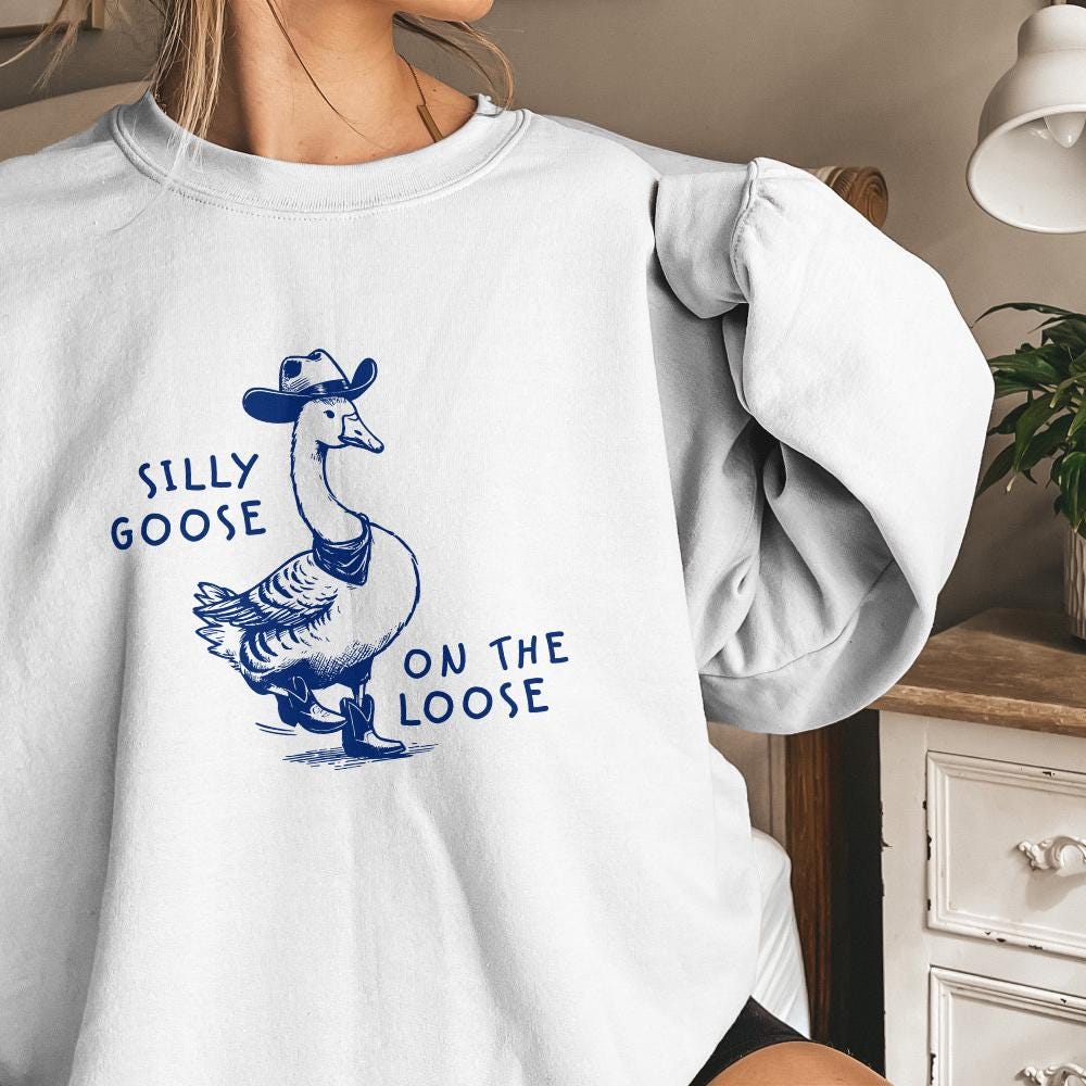 Silly goose on the loose PNG shirt, Cowboy goose PNG - 300 DPI Design for