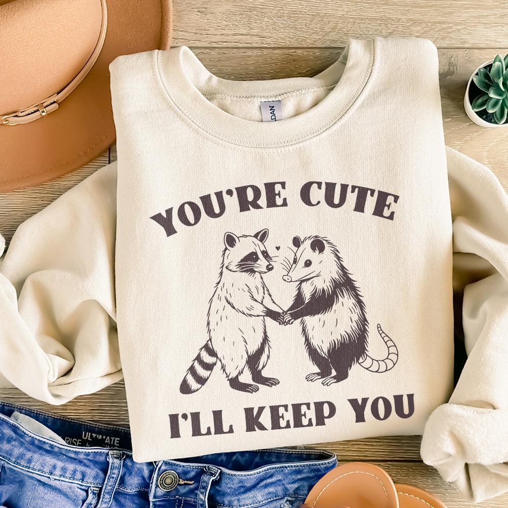 You're Weird I'll Keep You PNG, Funny Retro Raccoon Opossum Design - 300