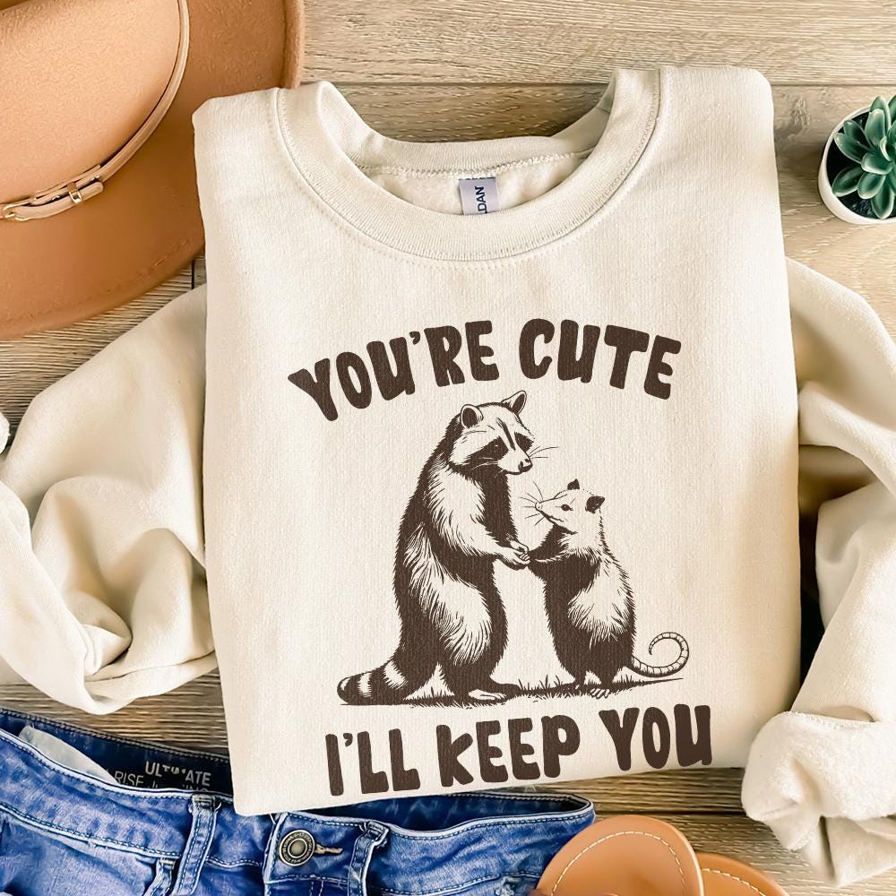 You're Weird I'll Keep You PNG Alt 2, Funny Retro Raccoon Opossum Design