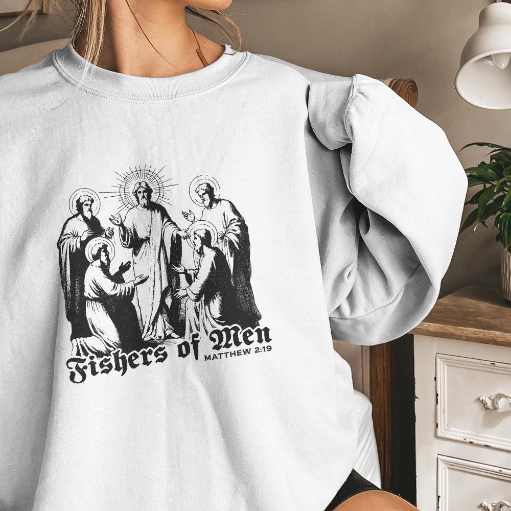 Fishers of Men PNG, Retro Christian Sublimation - 300 DPI Design for