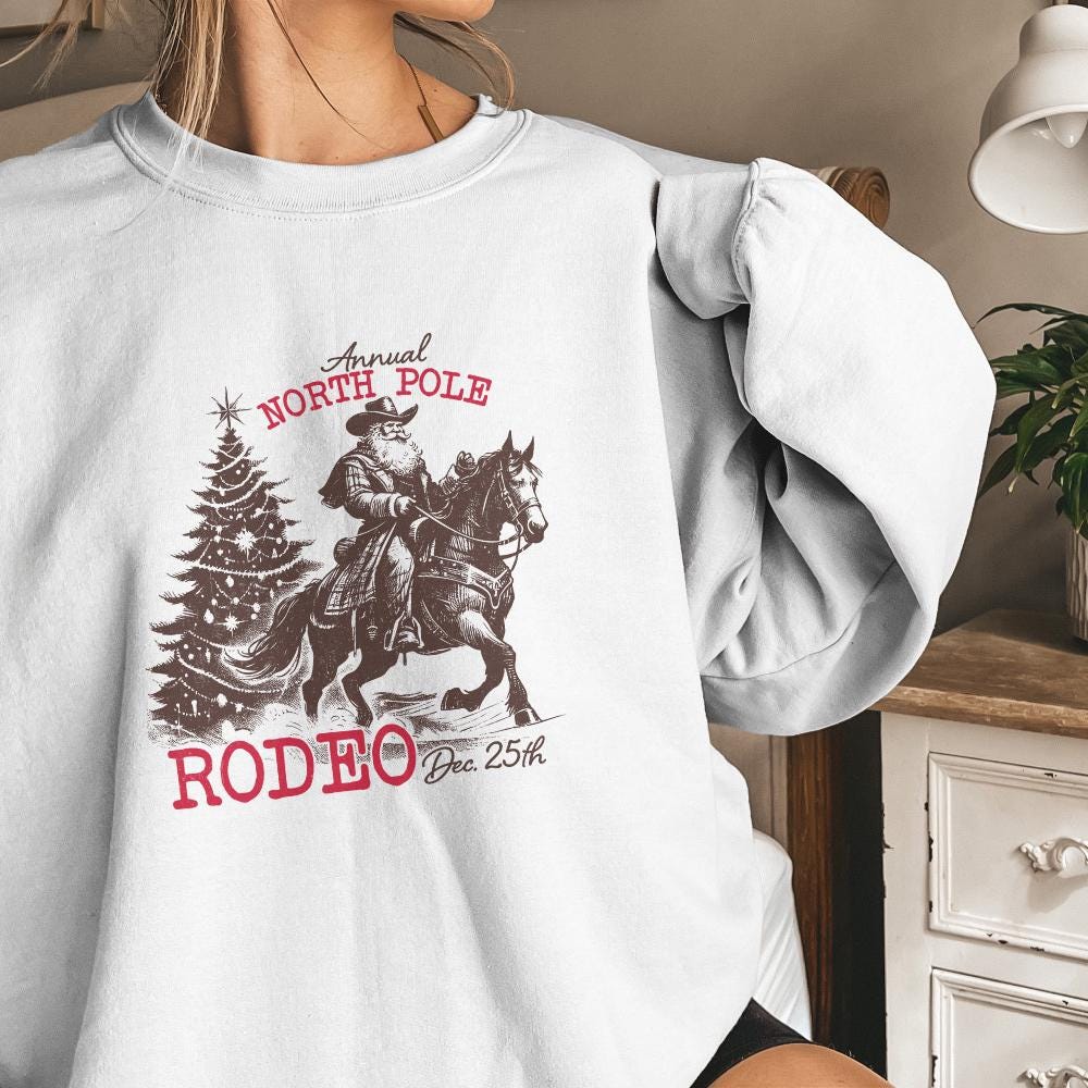 Cowboy Santa Western Christmas PNG, Retro Vintage Rodeo Design - 300 DPI