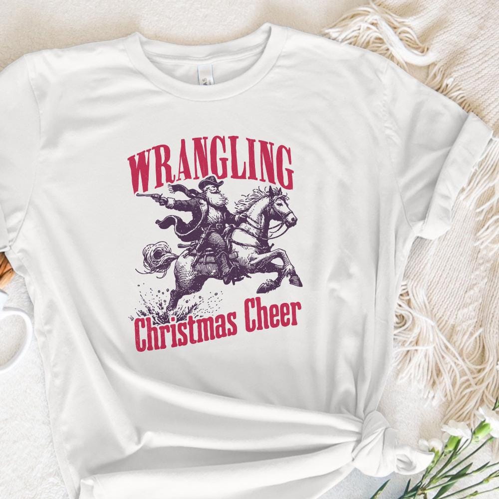 Wrangling Cowboy Alt 2, Santa Western PNG - 300 DPI Design for T-Shirt