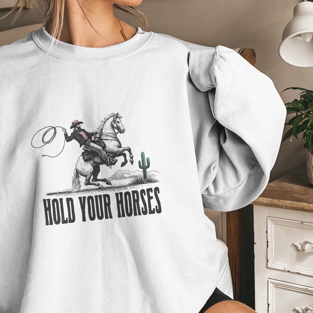 Hold Your Horses Alt 2, Western PNG - 300 DPI Design for T-Shirt