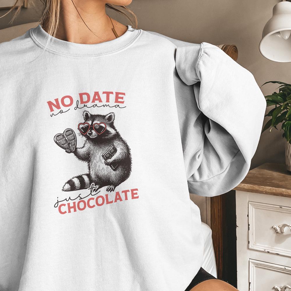 No Date Just Chocolate PNG, Raccoon Valentine Sublimation - 300 DPI