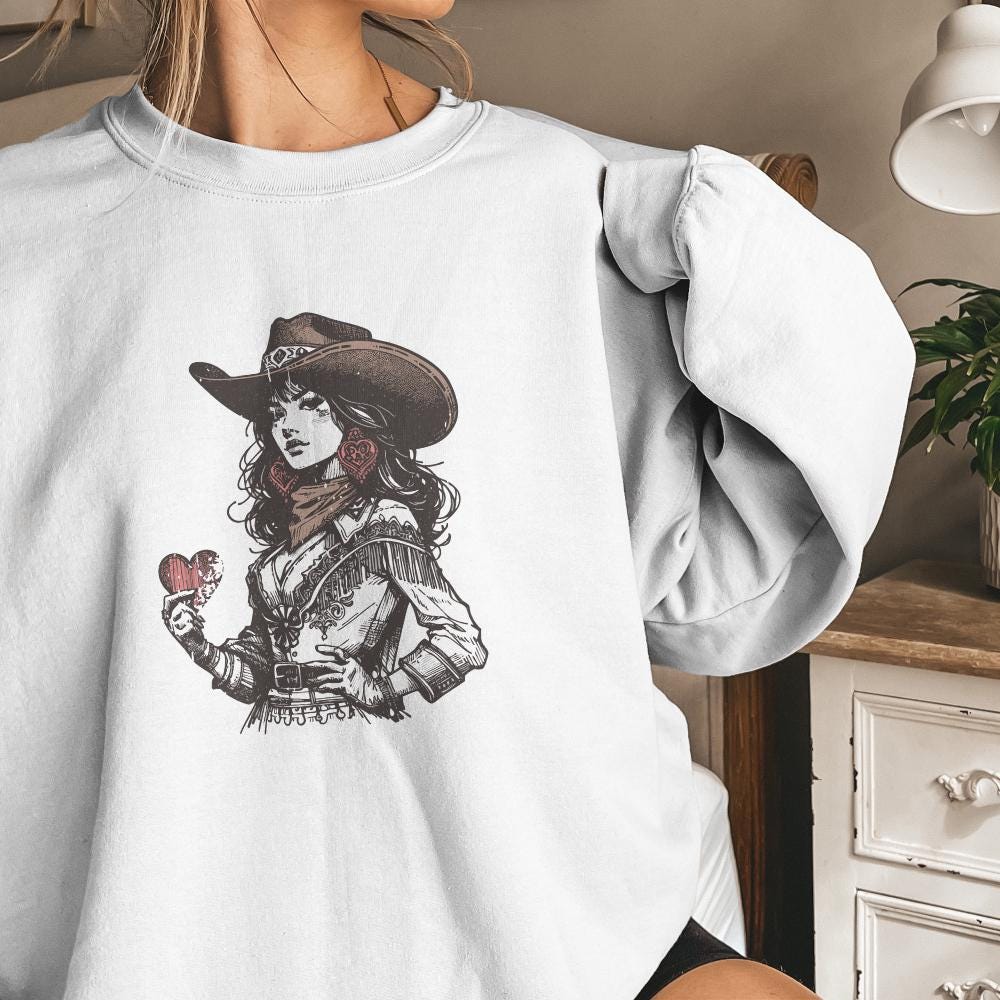 Cowgirl Hearts Queen Png, Poker Card Cowgirl Western Clipart - 300 DPI