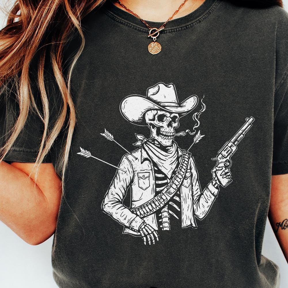 Funny Cowboy Skeleton PNG, Western Humor Design - 300 DPI Design for