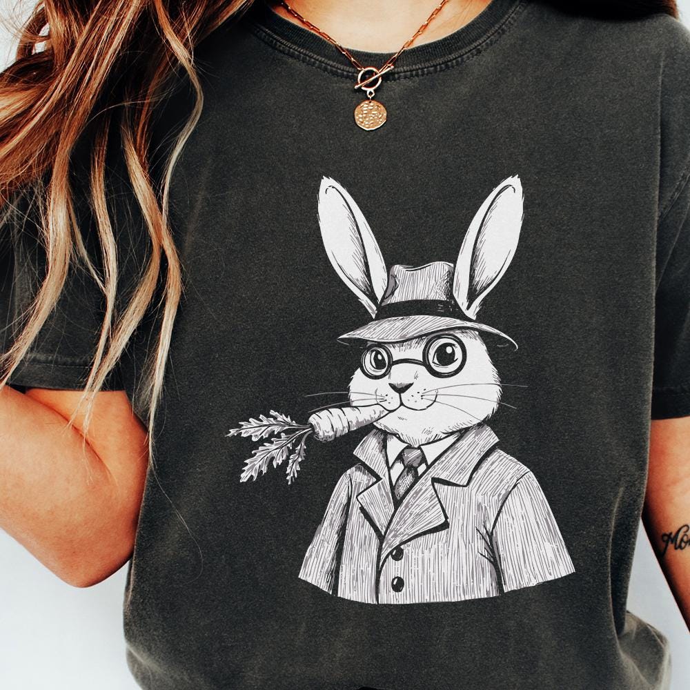 Funny Bunny PNG Design, Retro Easter Bunny Clipart - 300 DPI Design for