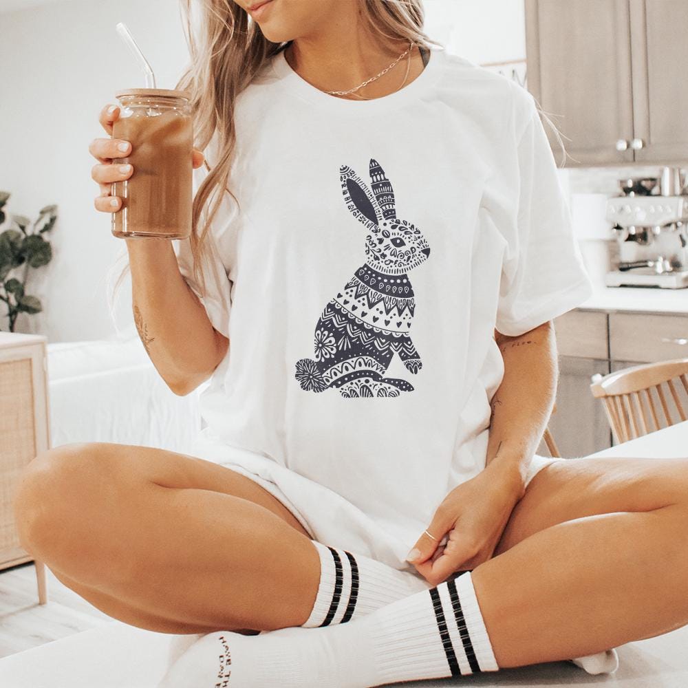 Easter Bunny PNG, Floral Bunny png - 300 DPI Design for T-Shirt