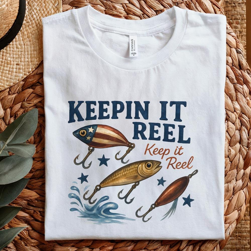 America Fish Flag Png, Keepin' it Reel Png - 300 DPI Design for T-Shirt