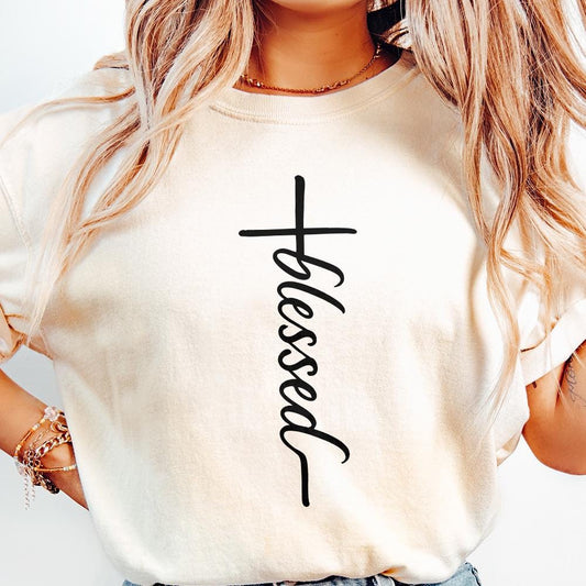 Blessed Cross PNG, Blessed Christian Shirt PNG - 300 DPI Design for T-Shirt