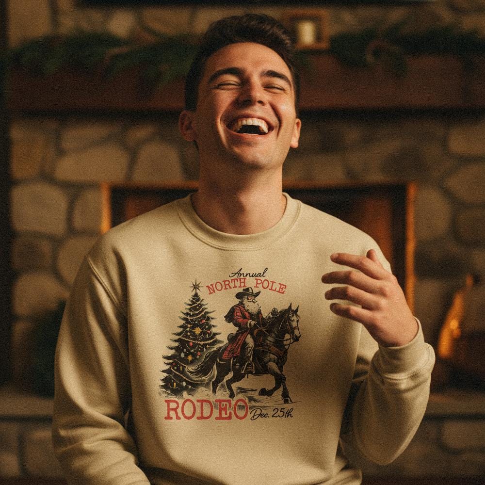 Annual North Pole Rodeo PNG, Santa Cowboy Christmas Shirt - 300 DPI