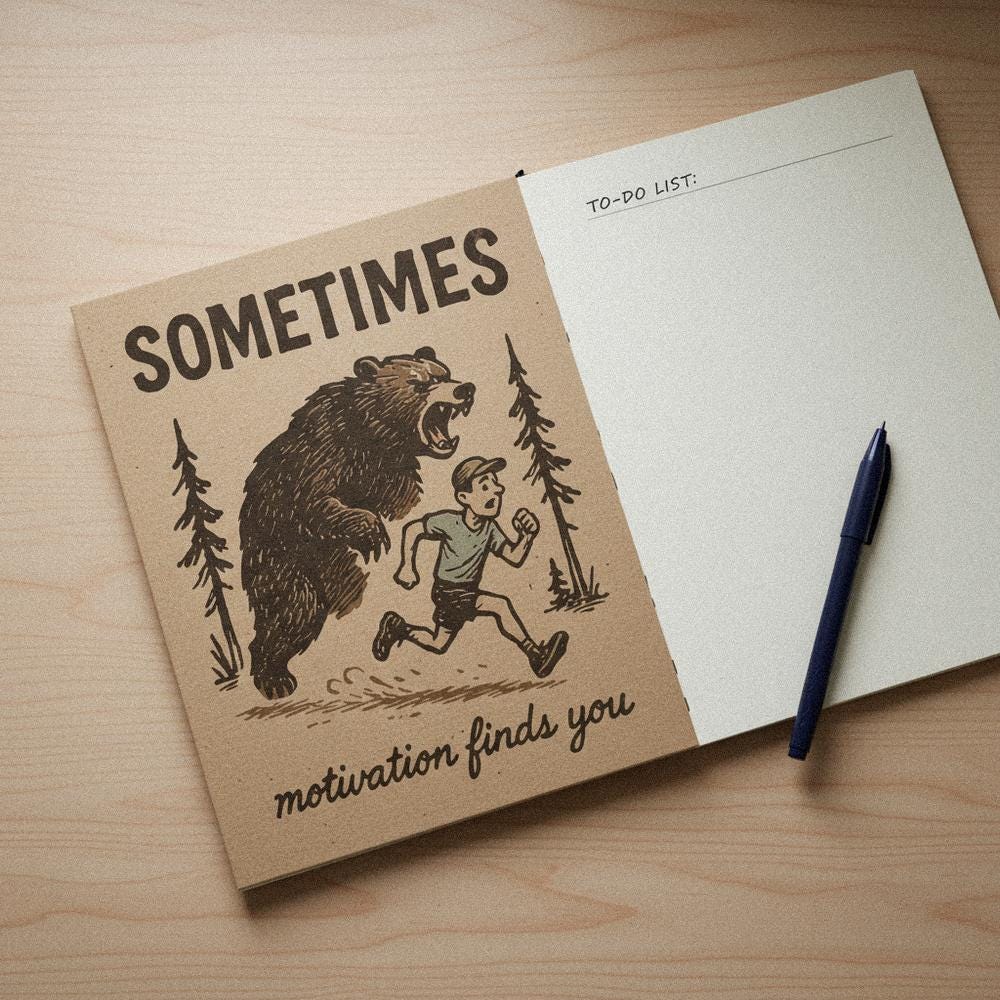 Sometimes Motivation Finds You PNG, Bear Running Digital Download - 300
