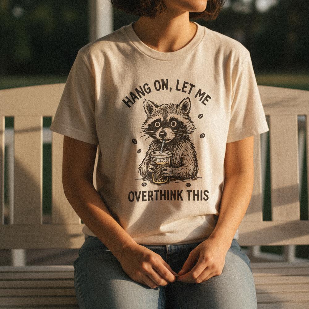 Hang On Let Me Overthink This PNG Raccoon Digital Download, Funny Coffee