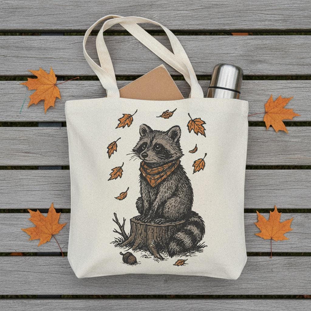 Autumn Raccoon PNG, Woodland Animal Digital Download - 300 DPI Design for