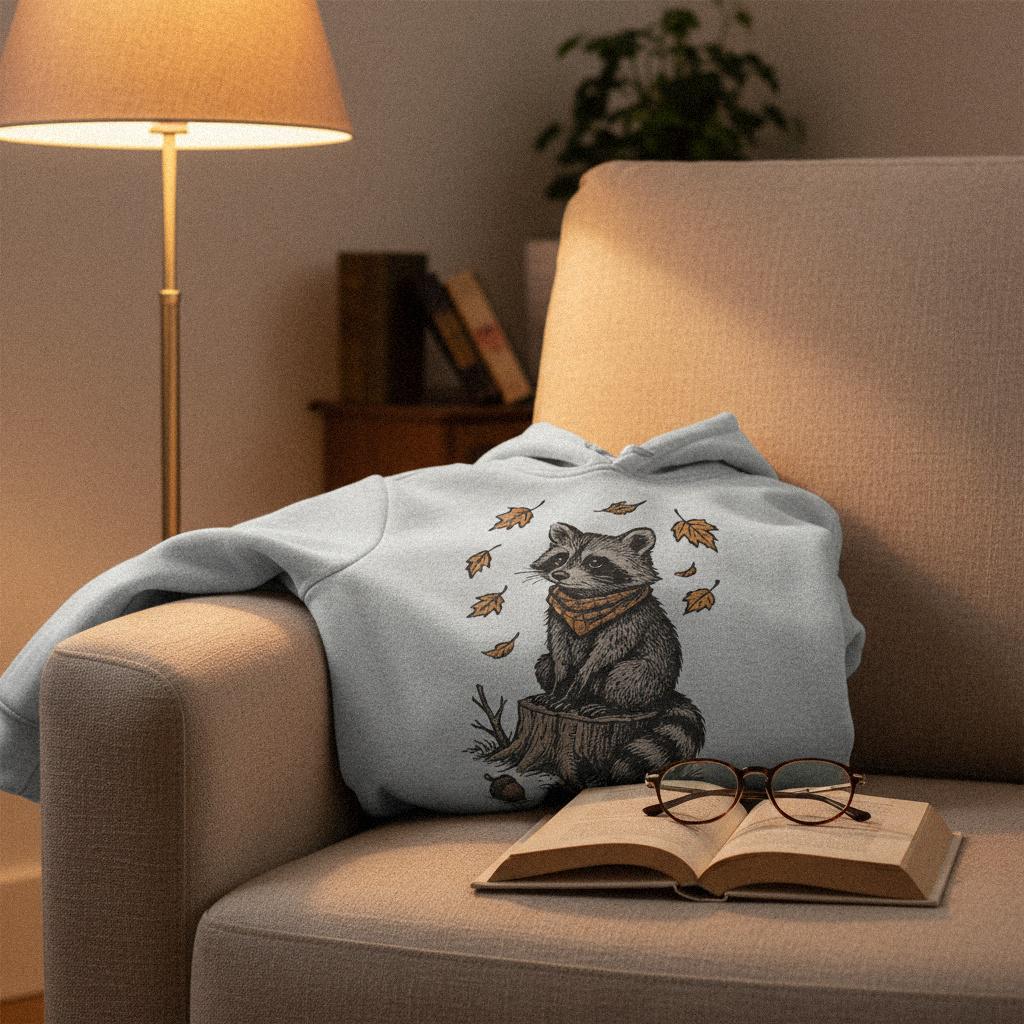 Autumn Raccoon PNG, Woodland Animal Digital Download - 300 DPI Design for